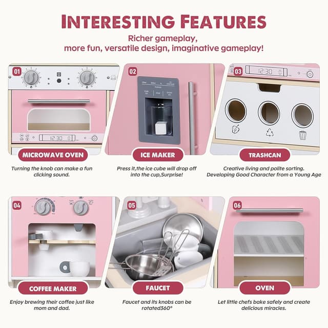 Thumbnail 5 de EDUBEBO Kids Kitchen playset Adjustable Height for Ages 3-8 🍽