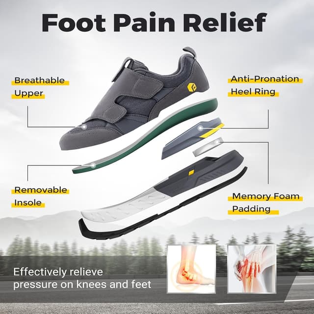 Detalle de FitVille Rebound Core V10 Men’s Extra Wide Fit trainers for walking, running and swollen feet