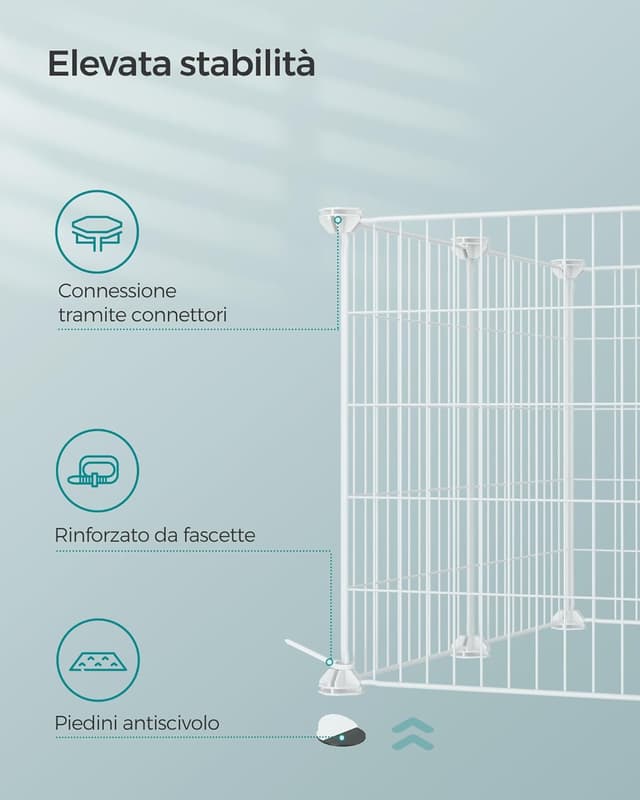 Thumbnail 6 de SONGMICS LPI001W01 recinto personalizzabile per piccoli animali bianchi, con rete in metallo