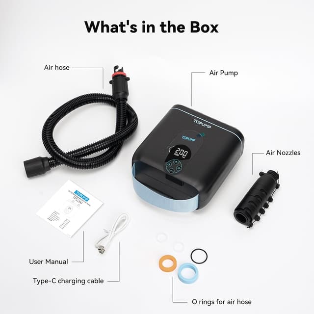 Detalle de TOPUMP TPS260 pompa elettrica SUP ricaricabile 20 PSI con doppio stadio e Type-C