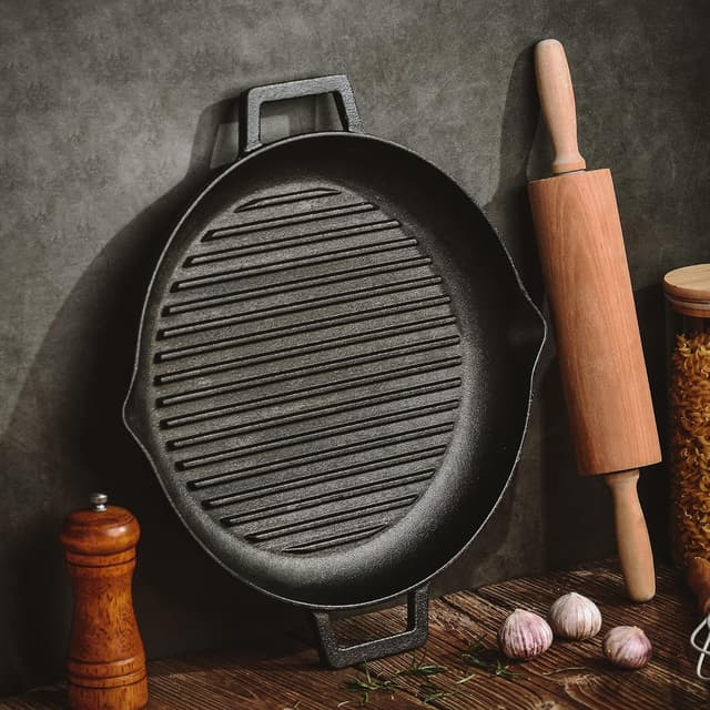 Thumbnail 2 de Velaze Square Cast Iron Griddle Pan (Pre-Seasoned) for Meat, Fish and Vegetables