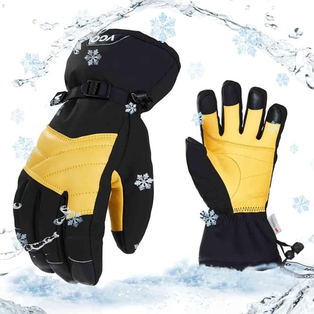 Thumbnail 6 de Vgo Gants de Ski doublés cuir chèvre imperméables 4℃