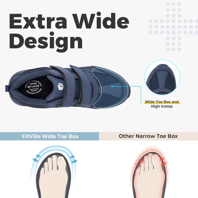 Thumbnail 1 de FitVille Rebound Core V8 Men’s Extra Wide Trainers (Lightweight, Breathable) for Walking, Running & Plantar Fasciitis