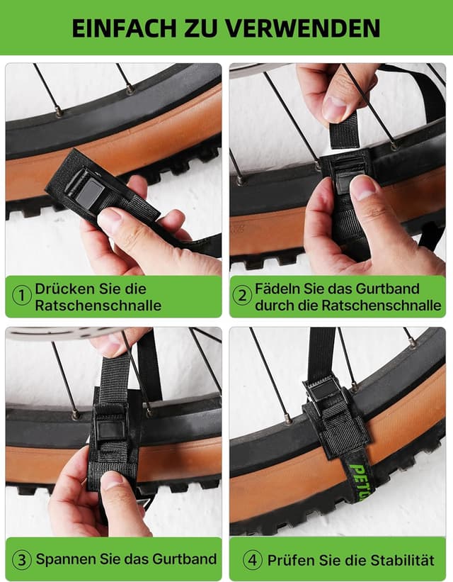 Detalle de Spanngurte mit Polsterung (40 cm, 20 mm) für Fahrradträger – 4 Stück, bis 200 kg Belastbarkeit