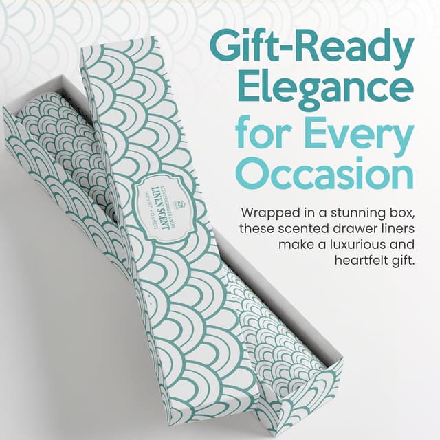 Detalle de Fresh Linen Scented Drawer Liners (10 Large Sheets) – Non-adhesive drawer fresheners for wardrobes and shelves