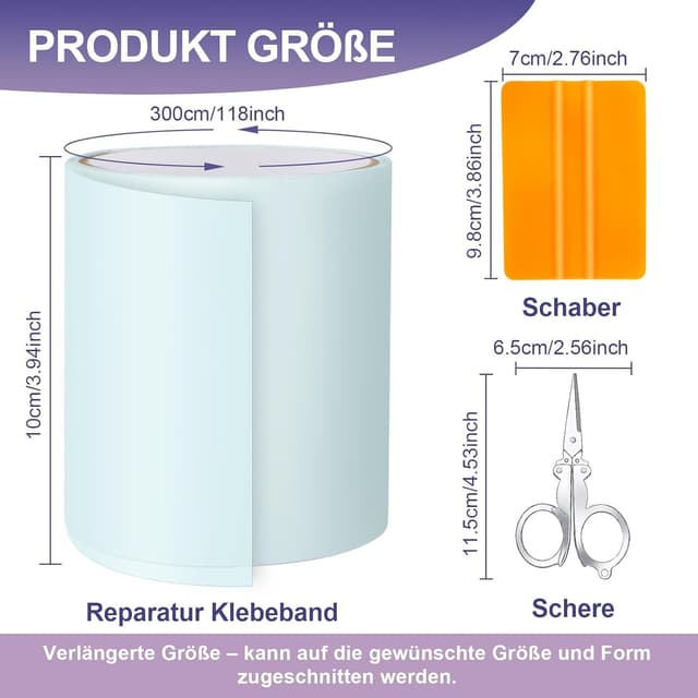 Detalle 2 de Kit de réparation Edonkvi pour piscine liner et PVC : rustine sous l’eau 10 cm x 300 cm