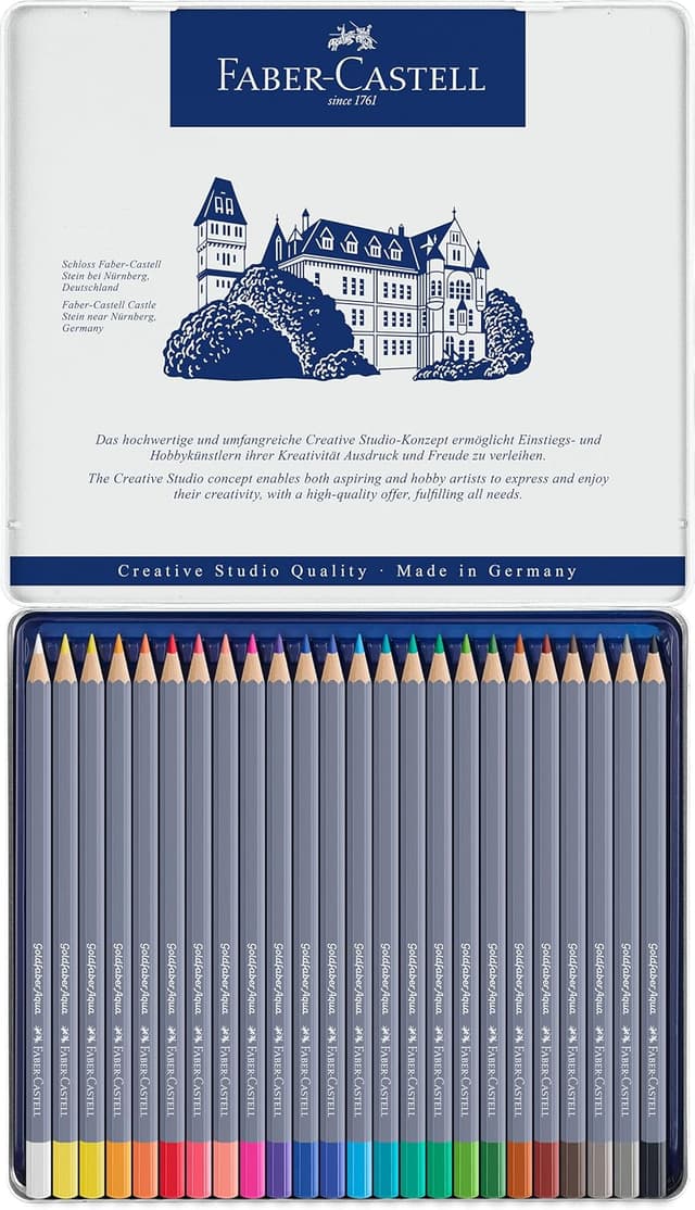 Detalle de Faber-Castell Goldfaber Aqua watercolour pencils, tin of 24 colours