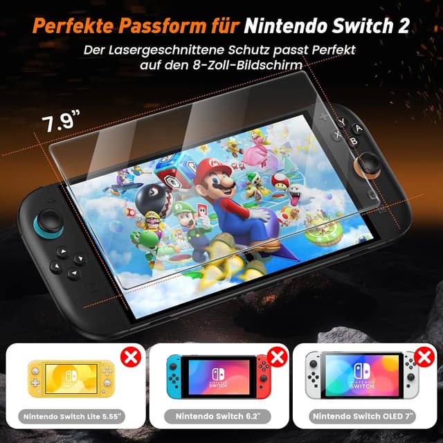 Detalle 2 de daydayup Panzerglas für Nintendo Switch 2 (4 Stück)