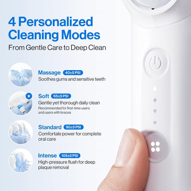 Detalle de usmile C10 Portable Dental Flosser (IPX7) with 95 days battery life and 4 modes