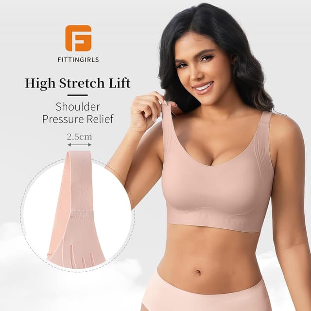 Detalle de Fittingirls Soutien-gorge sans armature à coques semi-fixes – lifting complet et bretelles antidérapantes