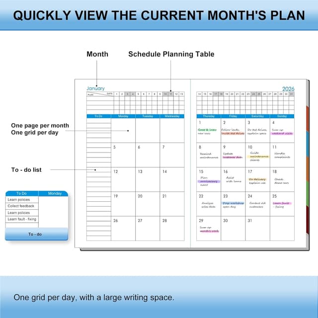 Thumbnail 5 de 2026 Diary A5 Page a Day Daily Planner 📓