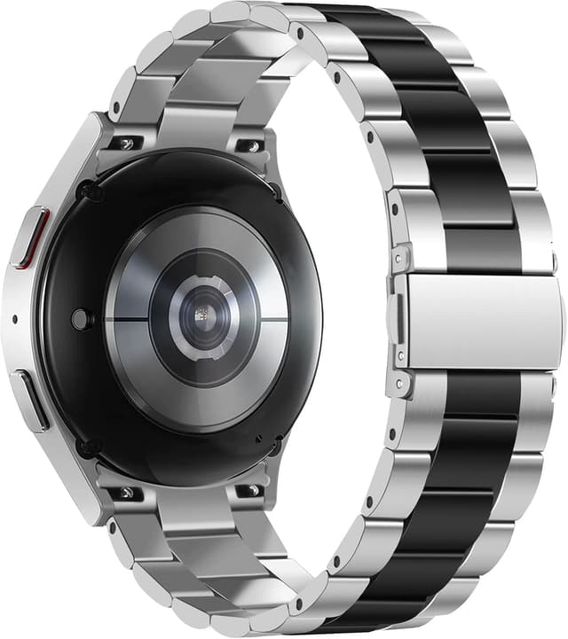 Detalle 2 de Anlinser No Gap Bands Stainless Steel 20mm Metal Strap for Samsung Galaxy Watch 7/6/5/4 Series (Silver-Black)