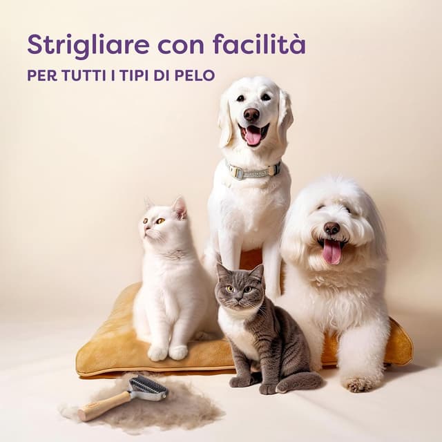 Detalle 2 de Knupis Spazzola per cani a pelo lungo e pelo corto in bambù FSC con acciaio inox, 9+17 pettine