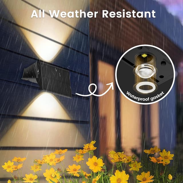 Thumbnail 4 de Delaiglow Solar Fence Lights Outdoor (4 Pack) – Warm White up & down wall lights, IP67