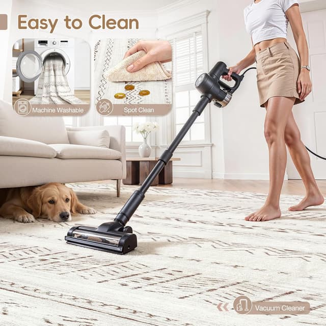 Detalle de cotiled 5x7 Boho Washable Area Rug with Non-Slip Backing (Brown/Cream)