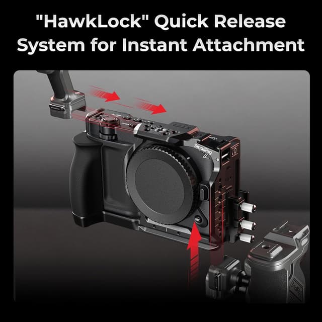 Detalle 2 de SmallRig HawkLock 5904 quick release extension cage for Nikon ZR (Arca plate, handle) – 5904