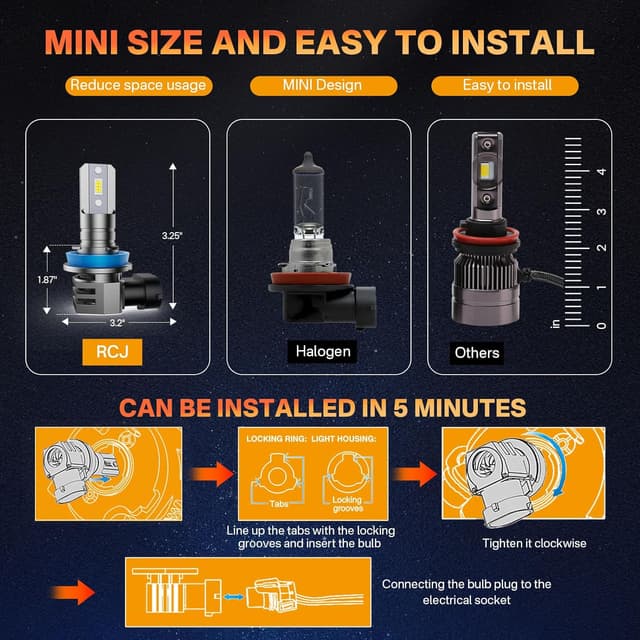 Detalle 2 de RCJ H11 LED Fog Light 6000K Bulbs 🚘