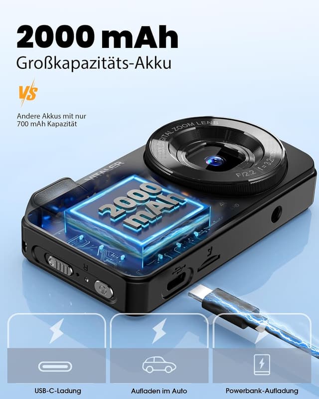 Detalle de VitalicER Digitalkamera 64MP 4K mit Doppelobjektiv