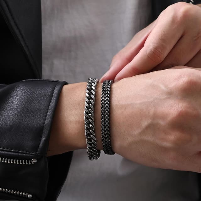 Detalle 2 de Edelstahl Panzerkette Herrenarmband 8 mm