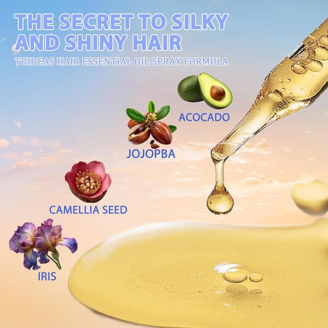 Detalle de Tgideas Hair Oil Spray Leave-In Conditioning Oil with Jojoba and Shea Butter (clear spray for dry, curly hair)