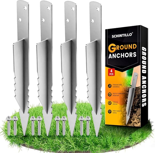 Detalle de SCHINTILLO 4er-Pack Erdanker für Schaukel & Spielgeräte – feuerverzinkt, zum Einschlagen