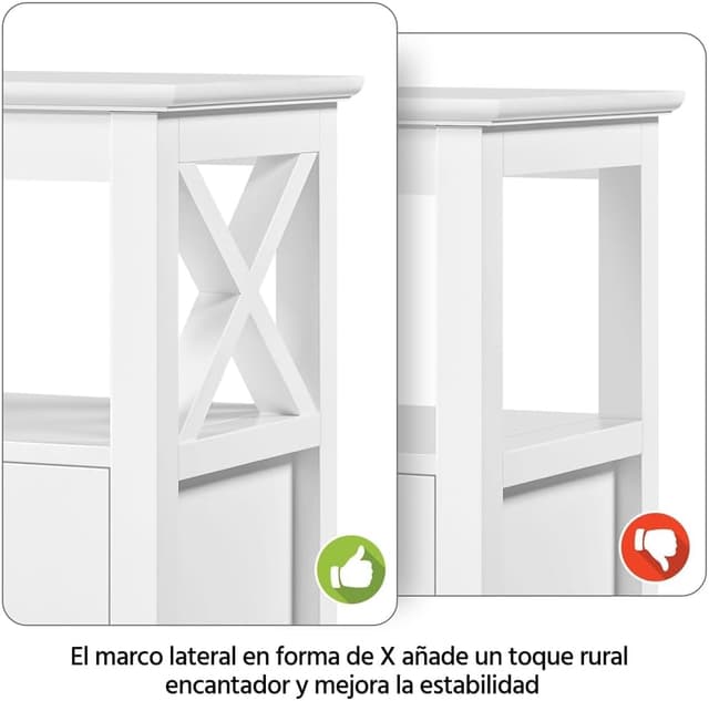 Thumbnail 4 de Yaheetech Mesita de Noche blanca 40x30x60 cm