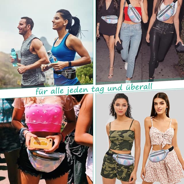 Detalle 2 de TBoonor Bauchtasche Schwarz mit 3 Fächern