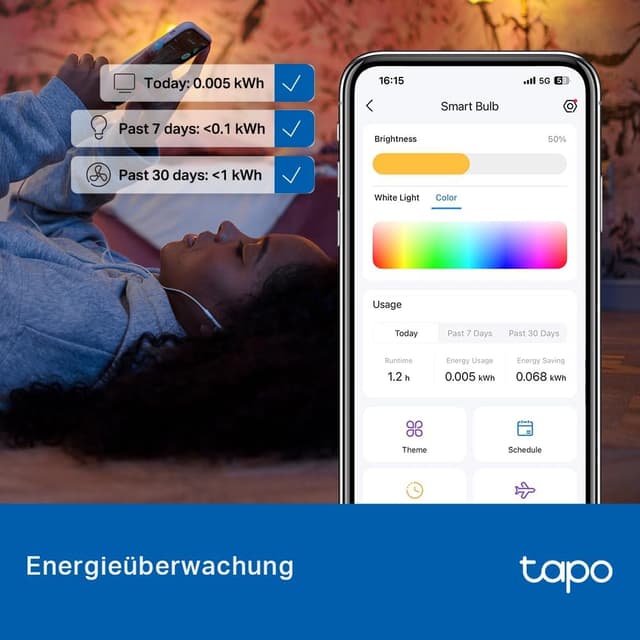 Detalle 2 de TP-Link Tapo L535E Matter-zertifizierte smarte WLAN-Lampe E27 mit Alexa, Siri & Google Assistant