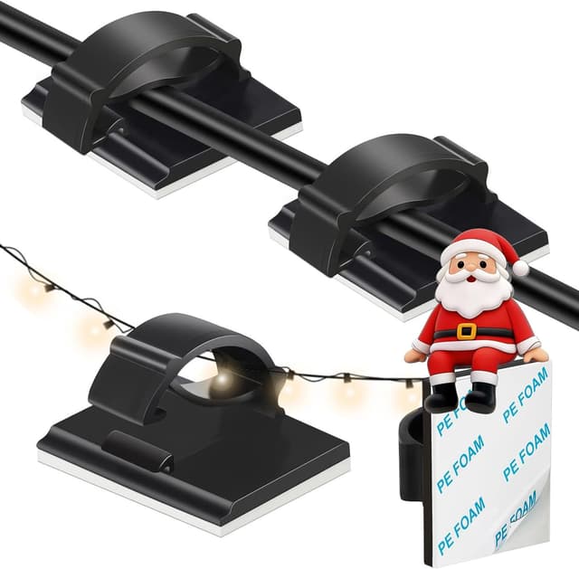 Detalle de KLJ Kabelhalter-Haken für Lichterketten, selbstklebend (50er-Pack) – schwarz