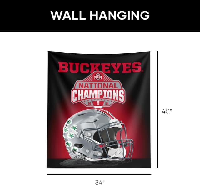 Detalle 2 de Northwest 2024 NCAA College Football National Champions Ohio State Buckeyes Wall Hanging Tapestry (34 x 40 in)