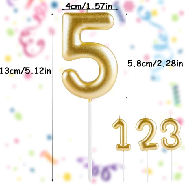 Detalle de Hongplus Metallic Gold Number 26 Birthday Candle Cake Topper (Cake Candles)
