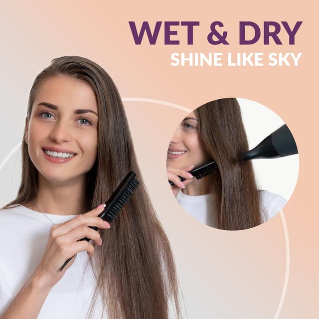 Detalle de marQus Magic marQus Volumen & Glanz Wildschweinborsten Toupierbürste „Sleek Bun“ – Teasing Brush, klassisches Schwarz