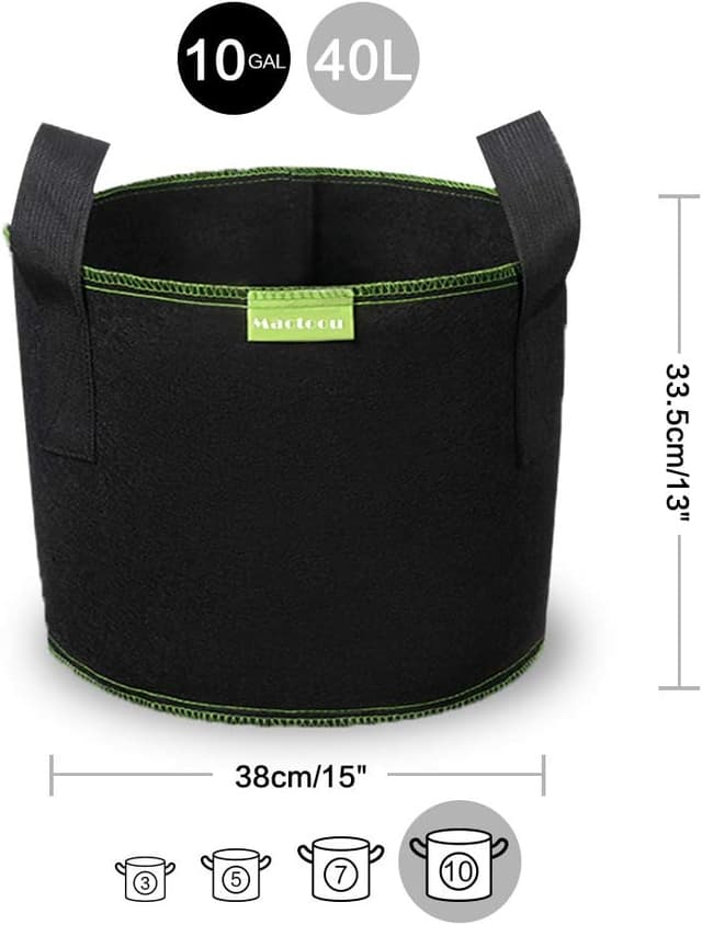 Detalle 2 de Mactoou 10 Gallon Grow Bags for Vegetables 5 Pack 🍅