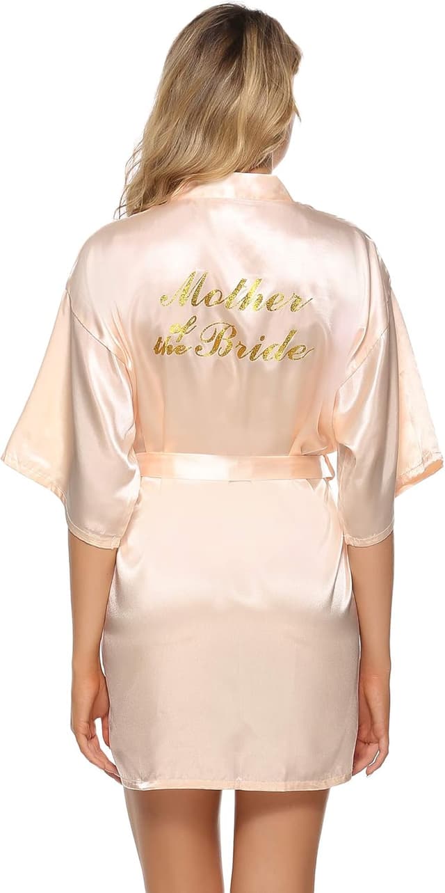 Detalle de Vlazom Peignoir Femme satin type kimono « Bride/Bridesmaid » avec ceinture