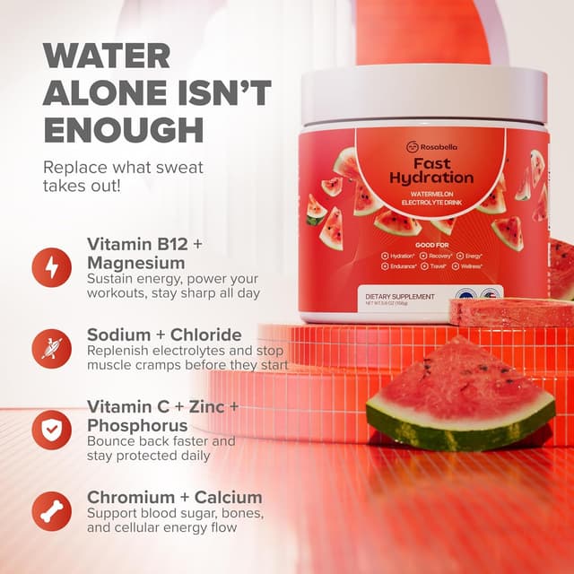 Thumbnail 2 de Rosabella Watermelon Electrolyte Powder – Sugar-Free Hydration 30 Servings 🍹