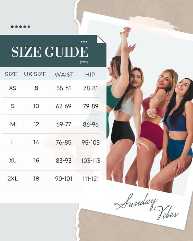 Detalle 2 de DTUOMO Underwear for Women: high-waisted cotton briefs (5-pack) with soft, breathable full coverage