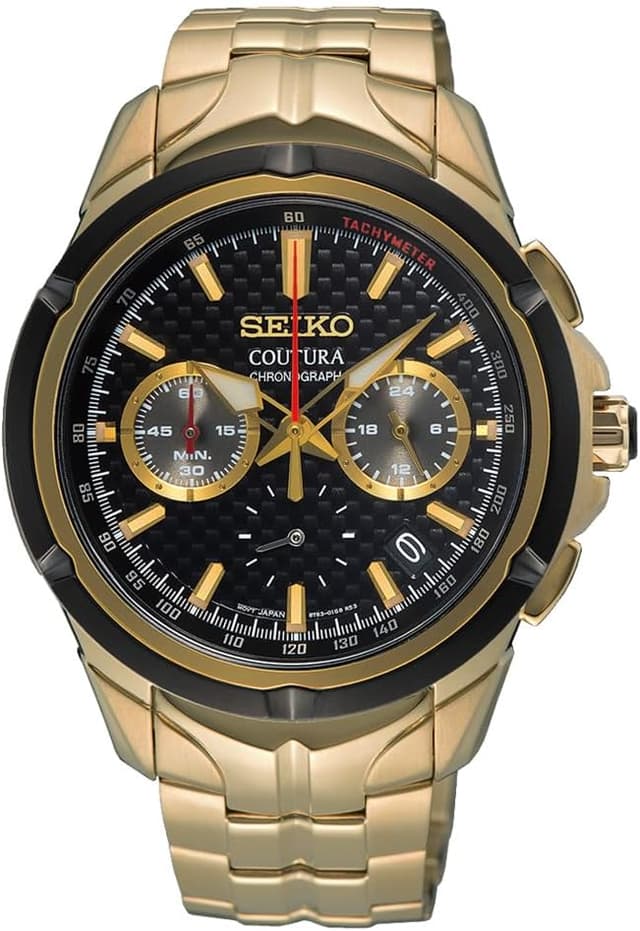 Detalle de Seiko Men’s Coutura Chronograph Quartz Watch with Black Bezel