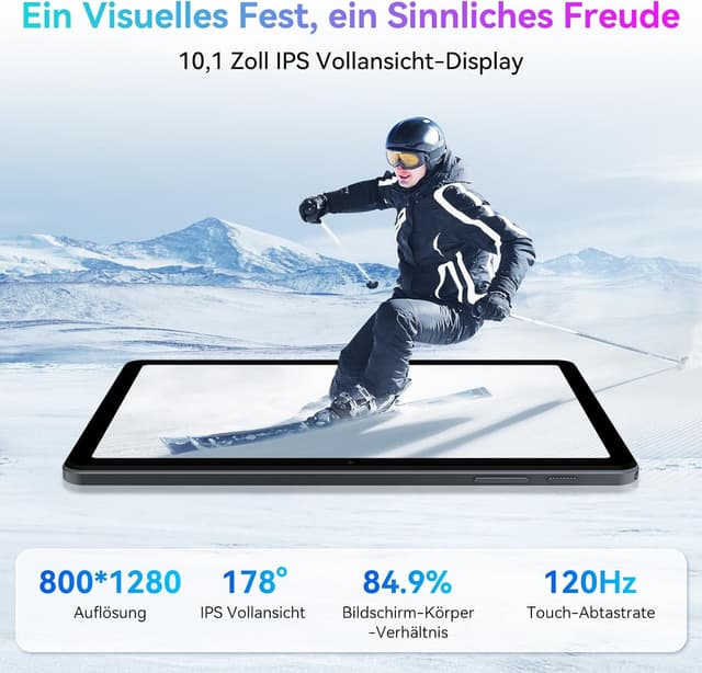 Detalle de TABWEE T80 Android Tablet (10 Zoll) mit 12GB RAM, 128GB Speicher, 5G WLAN und Widevine L1 – Android 15