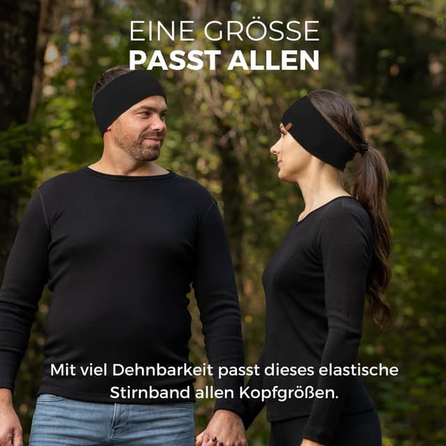 Detalle 2 de menique dehnbare Sport-Yoga-Stirnbänder für Damen aus 100% Merinowolle