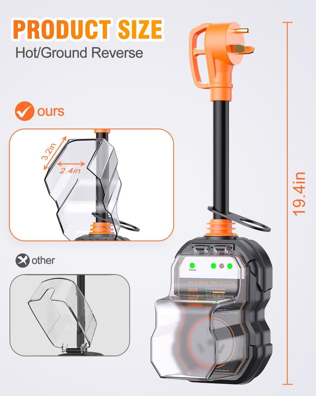 Detalle 2 de GEARGO RV Surge Protector 30 Amp 12000 J ๐