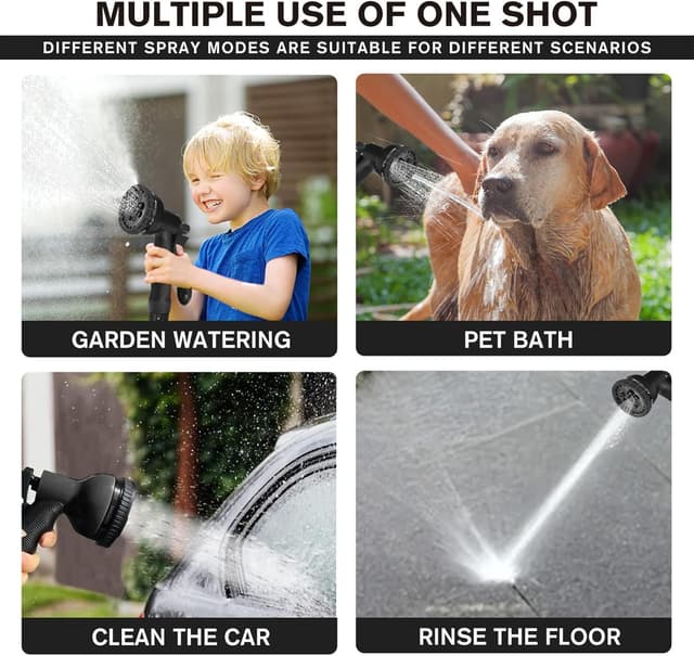 Detalle 2 de Expandable Garden Hose Pipe (50FT) with 8-Function Spray Nozzle & 1/2", 3/4" Connectors