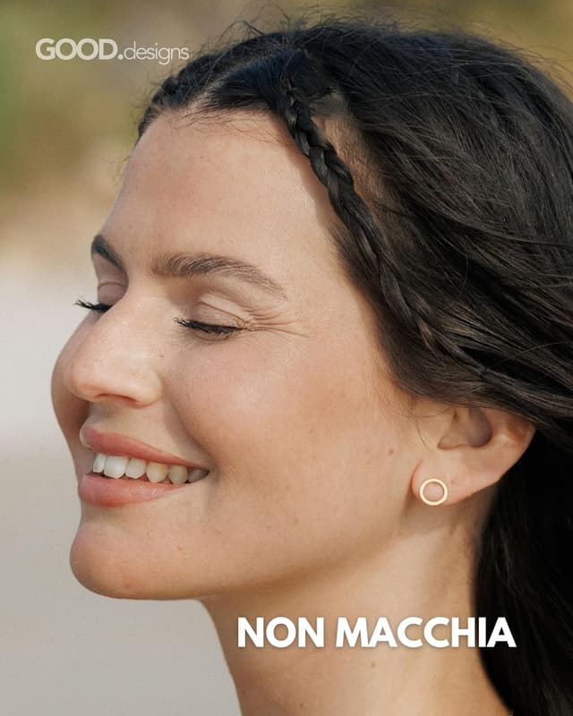 Detalle de Set di orecchini a cerchio donna in oro rosa e argento con finitura placcata 18K e confezione regalo