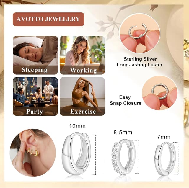 Detalle 1 de Avotto 3 Paar Ohrringe Silber 925 Set