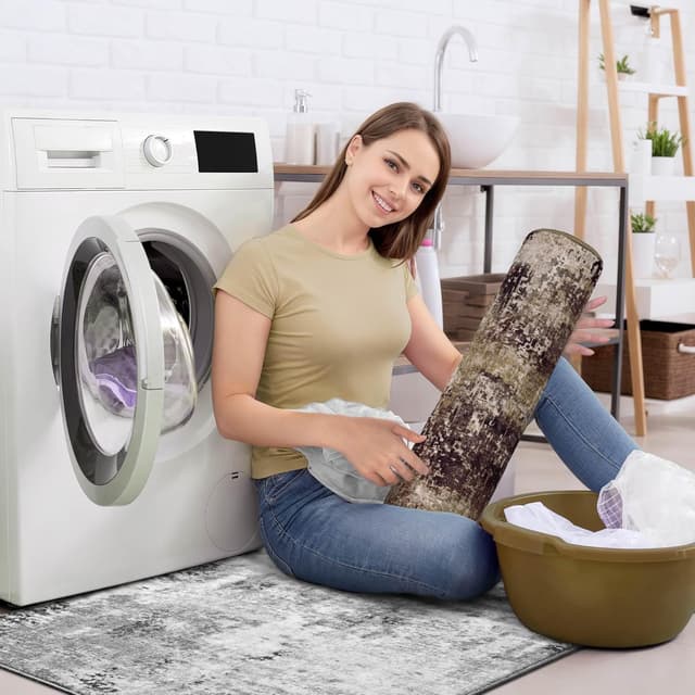 Thumbnail 6 de Ompaa 8x10 Brown Area Rug, Machine Washable