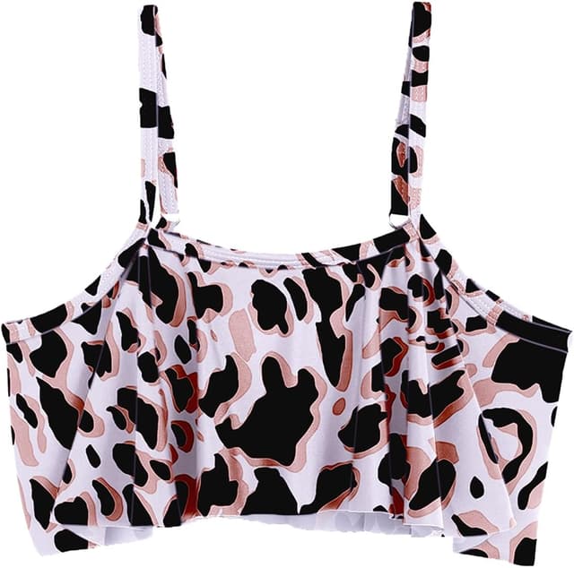 Detalle de Set bikini 2 pezzi Arshiner per bambine (5–14 anni) con top tankini e slip con volant