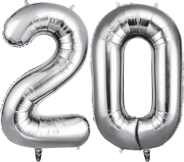 Imagen de OFFCUP Zahlen Luftballon 20 Silber 101 cm en OfertitasTOP