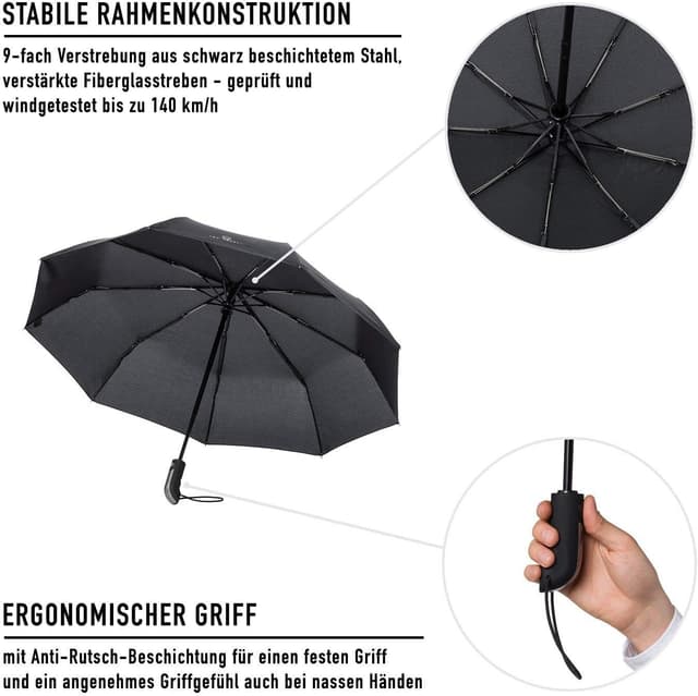 Thumbnail 4 de VON HEESEN Taschenschirm sturmfest 140 km/h ☂