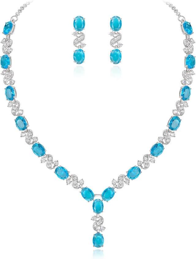 Detalle de Parure mariage Clearine « Délicat Femme » collier + boucles d’oreilles en Zircon/Zirconium