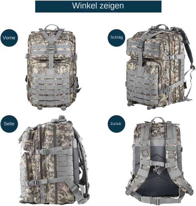 Detalle de GUJOIN 50L wasserdichter Nylon-Jagdrucksack für Outdoor, Angeln & Camping