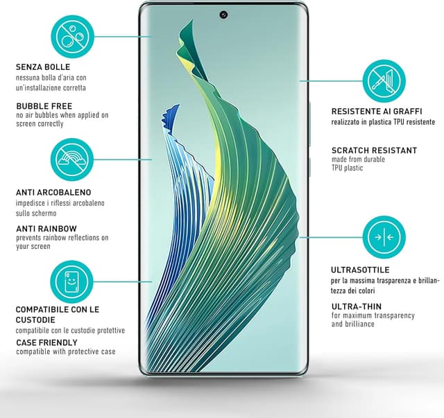 Detalle de smartect Pellicola protettiva TPU per Honor Magic 5 Lite (2+2 pezzi) per display e fotocamera